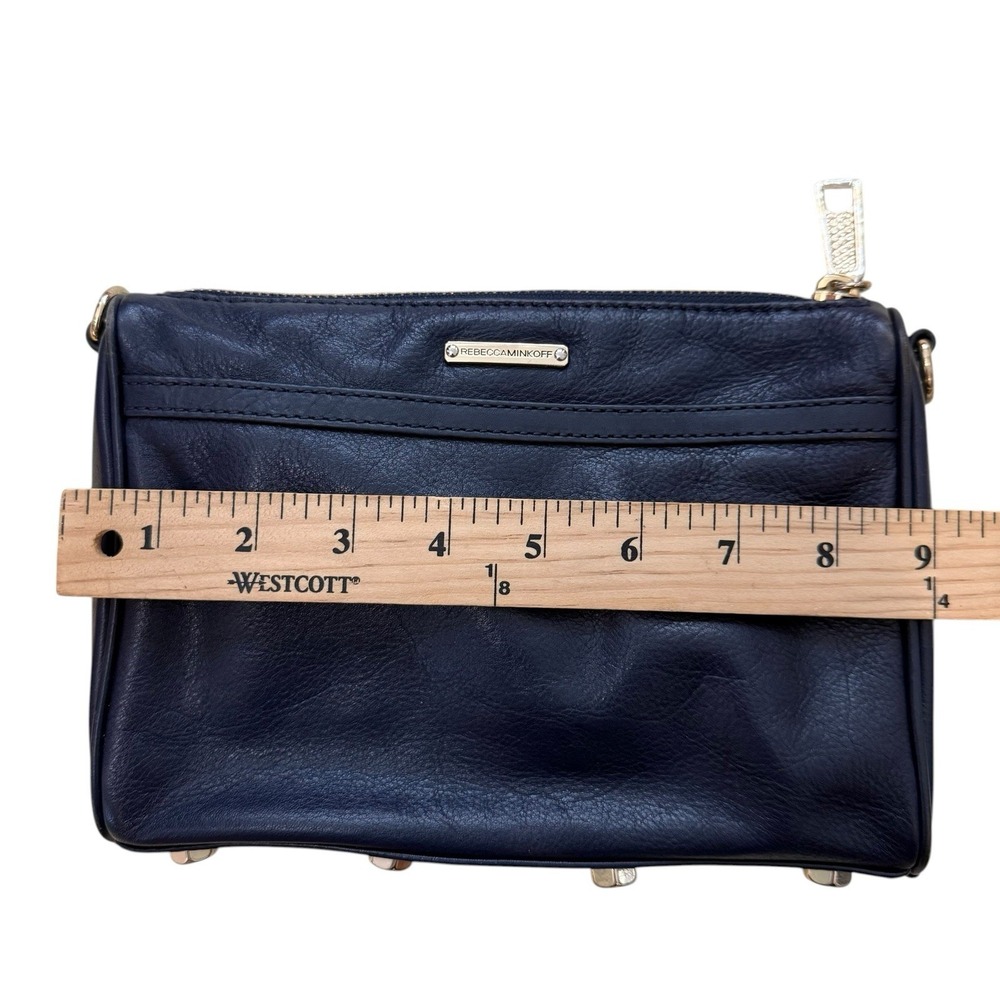 Rebecca Minkoff Womens Leather Mini M.A.C Navy Blue Crossbody Clutch Bag - Picture 6 of 13